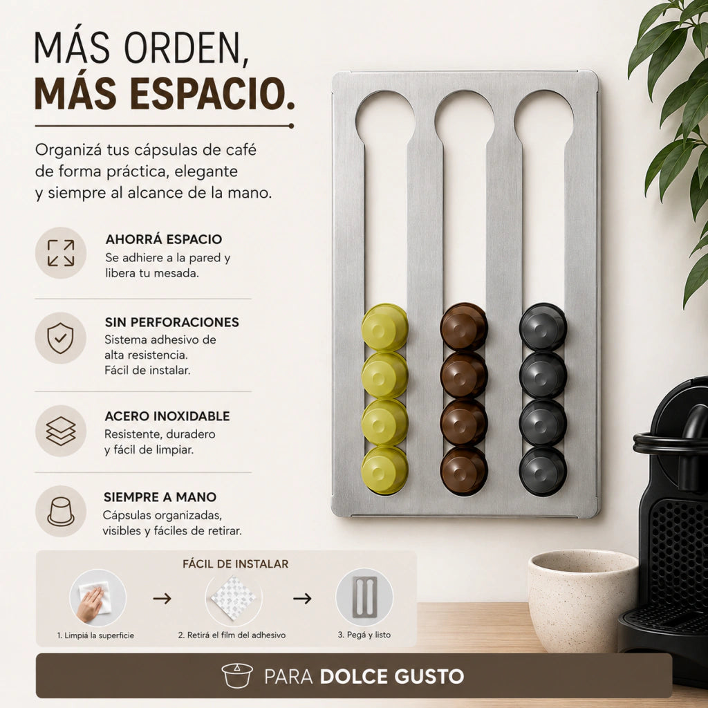 Infografía del porta cápsulas Dolce Gusto